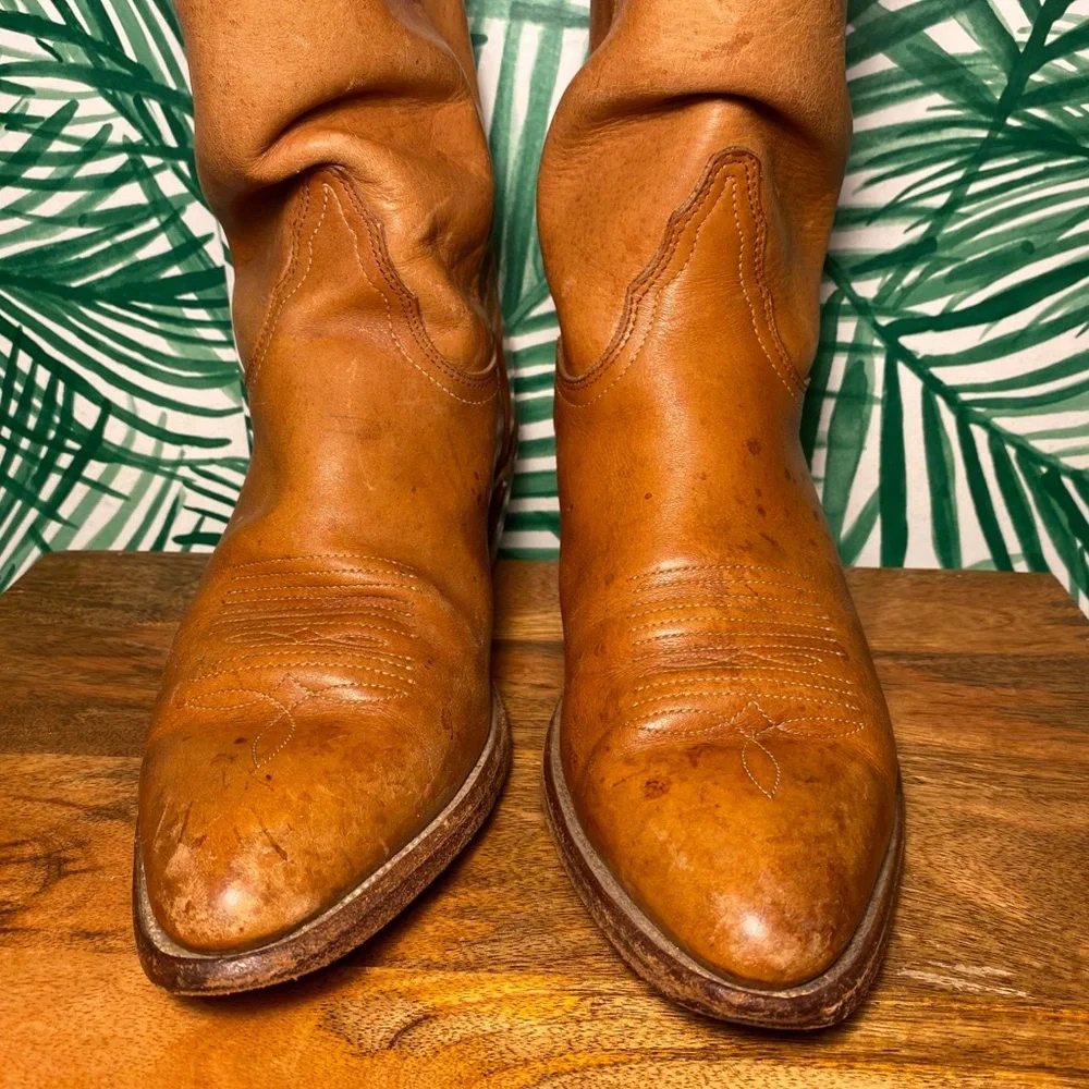 Frye Vintage Brown Leather Cowboy Boots Men’s 9.5 D USA - Picture 4 of 12